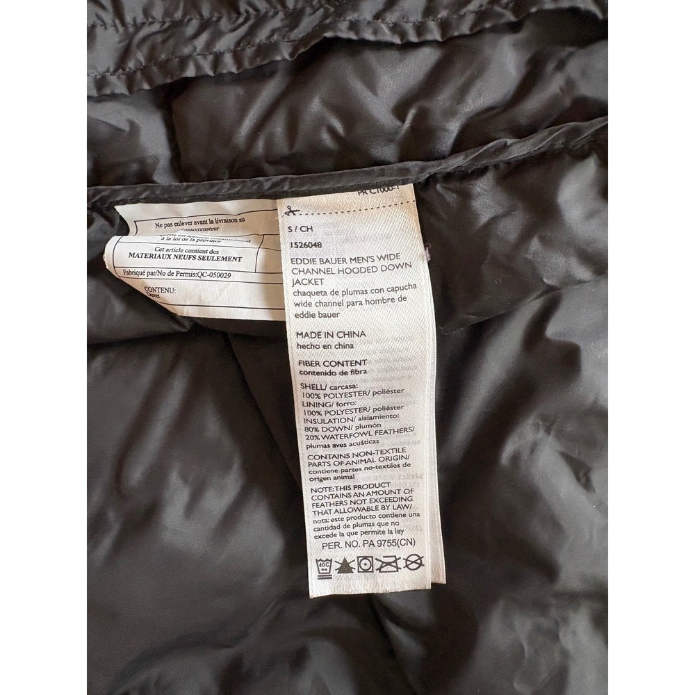 Eddie Bauer Mens Down Jacket Size Small Wide Channel Hooded EB650 Puffer Gray - Picture 6 of 6